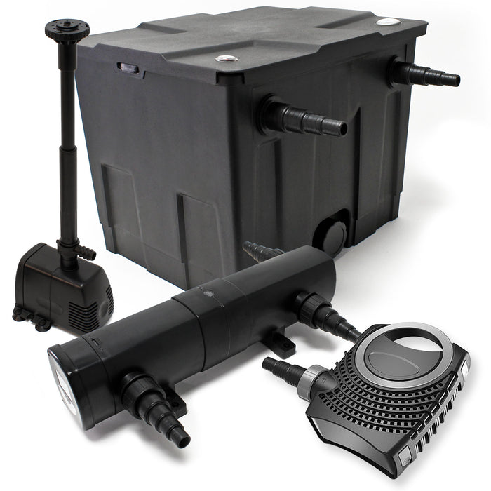 Set: Filtro bio laghetto 12000l con Pompa SuperEco 80W Chiarificatore UVC 36W Pompa fontana