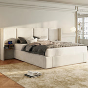 letto imbottito velluto beige 160 x 200 cm