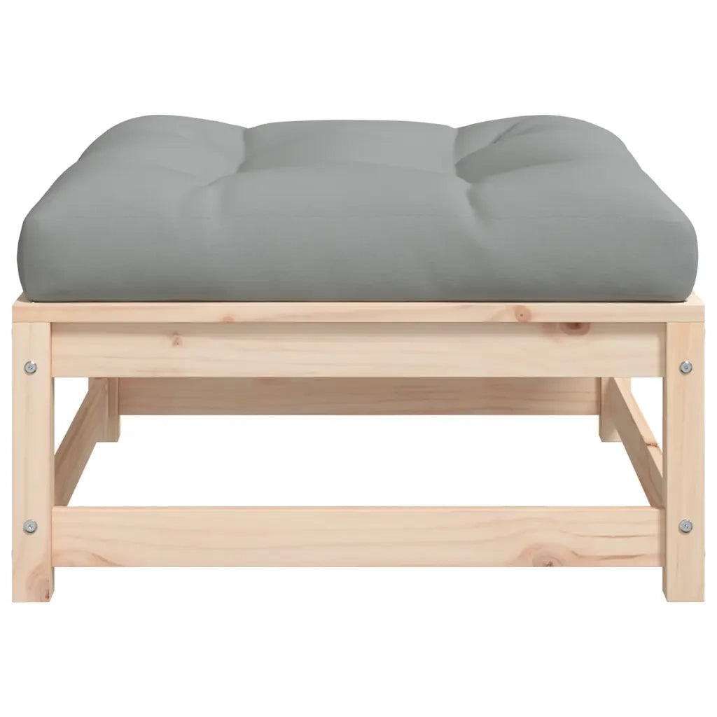 Sedia da giardino-Poggiapiedi da Giardino con Cuscini 2 pz Legno Massello di Pino 824156