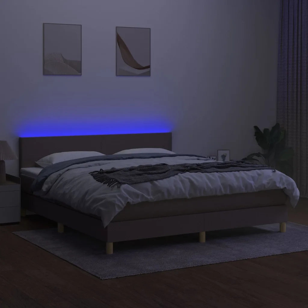 Letto a Molle con Materasso e LED Tortora 180x200 cm in Tessuto cod mxl 61800