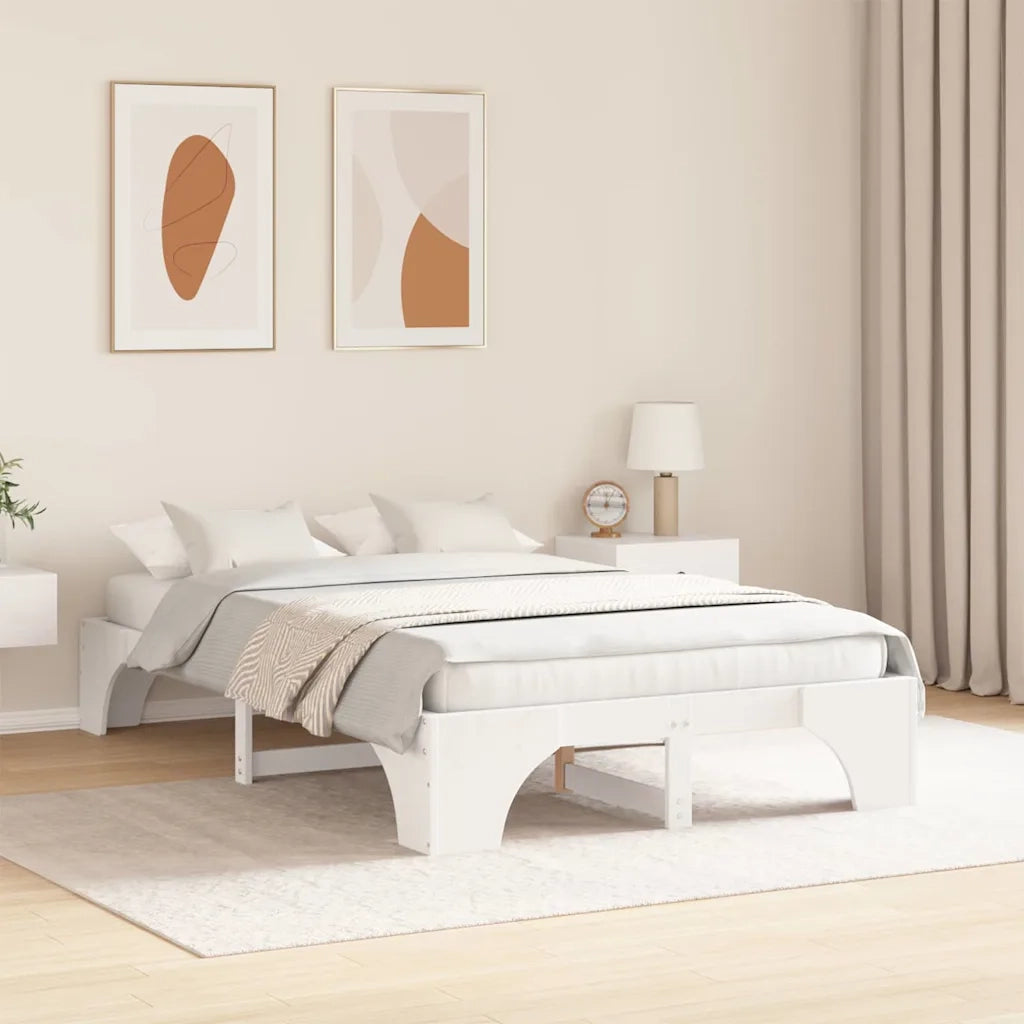 Struttura del letto Bianco 135 x 190 cm Pino massello 872954