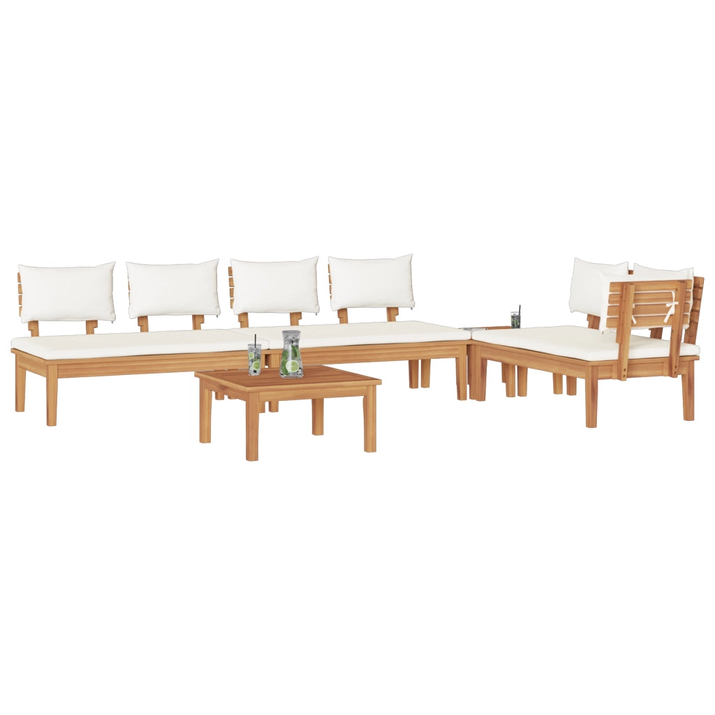 Set da Pranzo da Giardino  5 Pezzi con Cuscini in Legno Solido di Teak