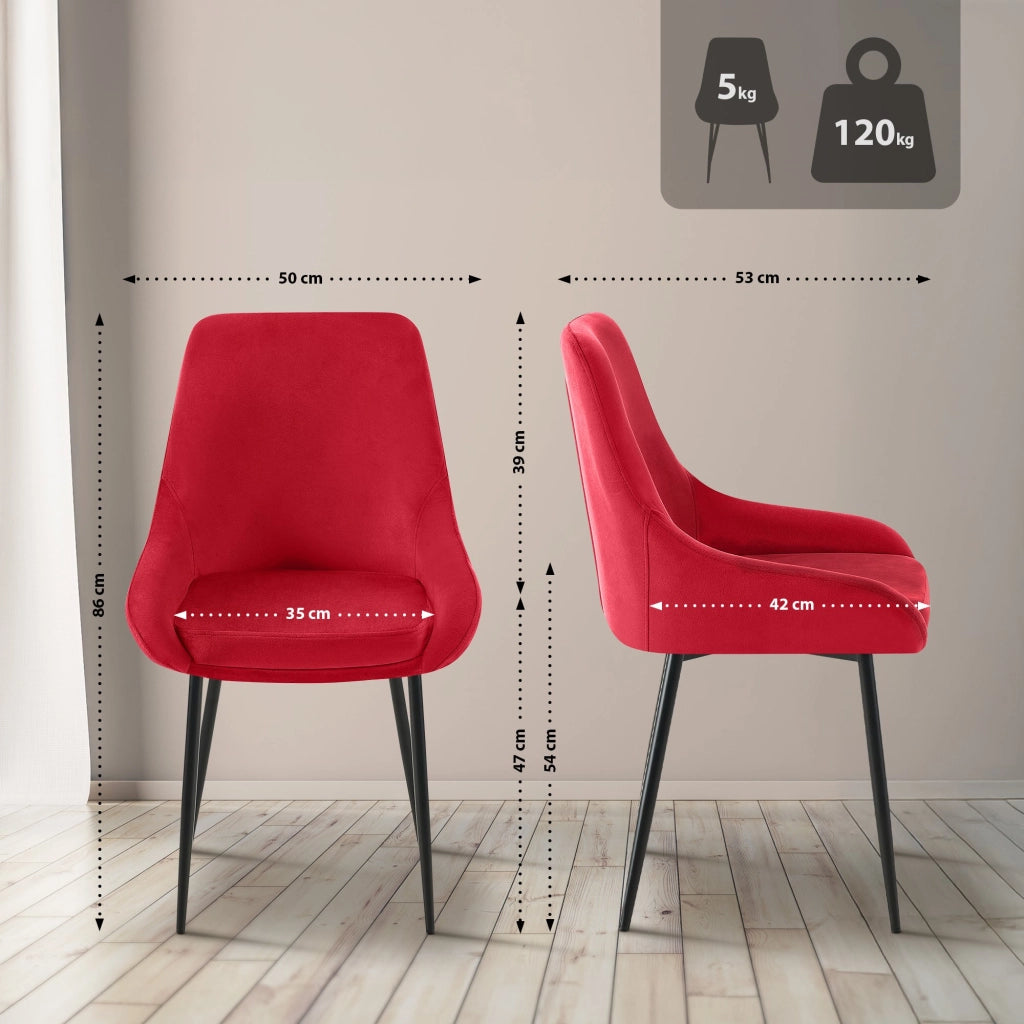 Set di 2 sedie per sala da pranzo Elmira velluto nero 8