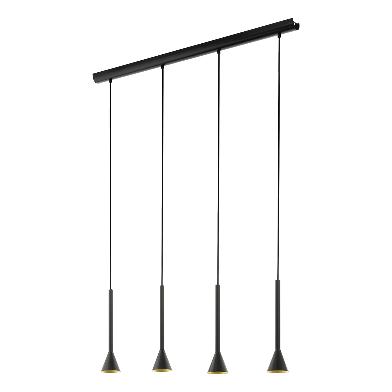 Lampadario Contemporaneo Cortaderas Acciaio Nero Oro 4 Luci Gu10 4,8W