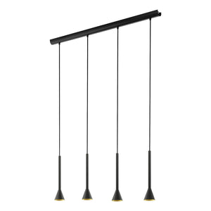 Lampadario Contemporaneo Cortaderas Acciaio Nero Oro 4 Luci Gu10 4,8W