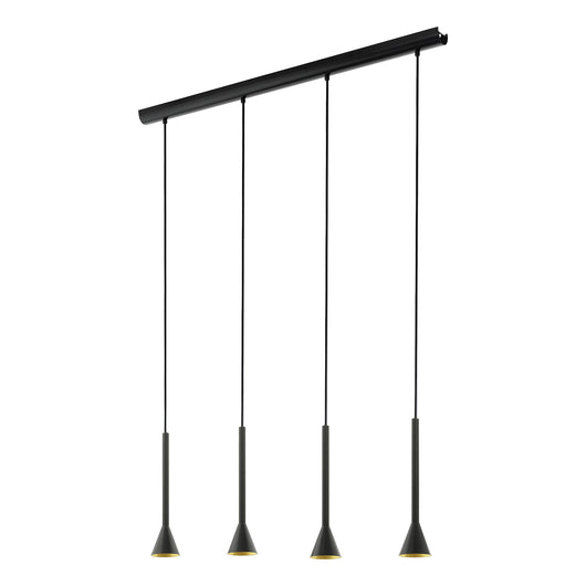 Lampadario Contemporaneo Cortaderas Acciaio Nero Oro 4 Luci Gu10 4,8W