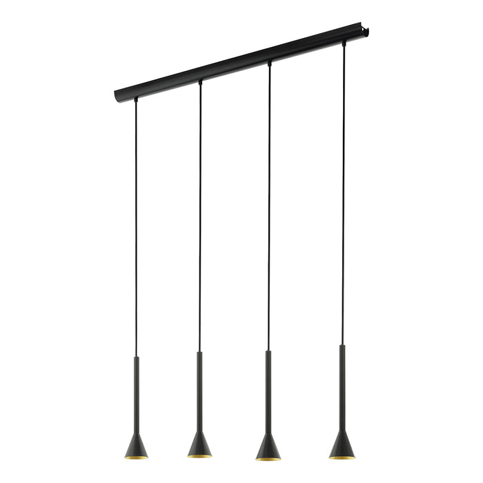 Lampadario Contemporaneo Cortaderas Acciaio Nero Oro 4 Luci Gu10 4,8W