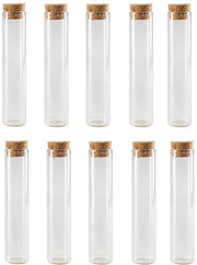 Set di tubi di vetro trasparenti per reazioni - 10 pezzi - Ideali per la conservazione e gli esperimenti - 60 ml - Con stopperi di gomma - Adatti per polveri e tisane