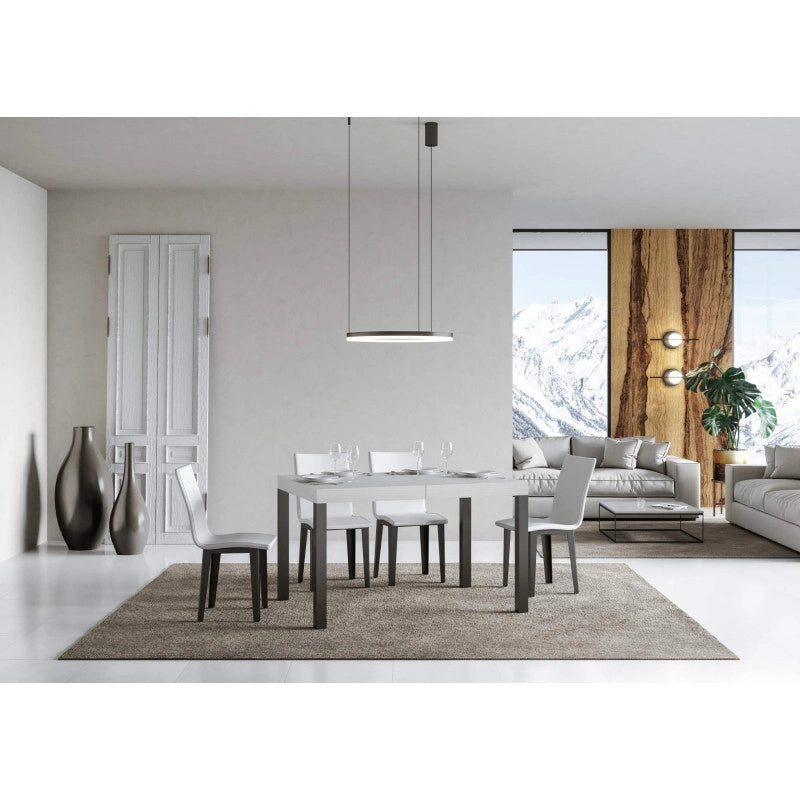 Tavolo allungabile 140/400x90 cm Everyday Premium telaio Antracite - Bianco Frassino
