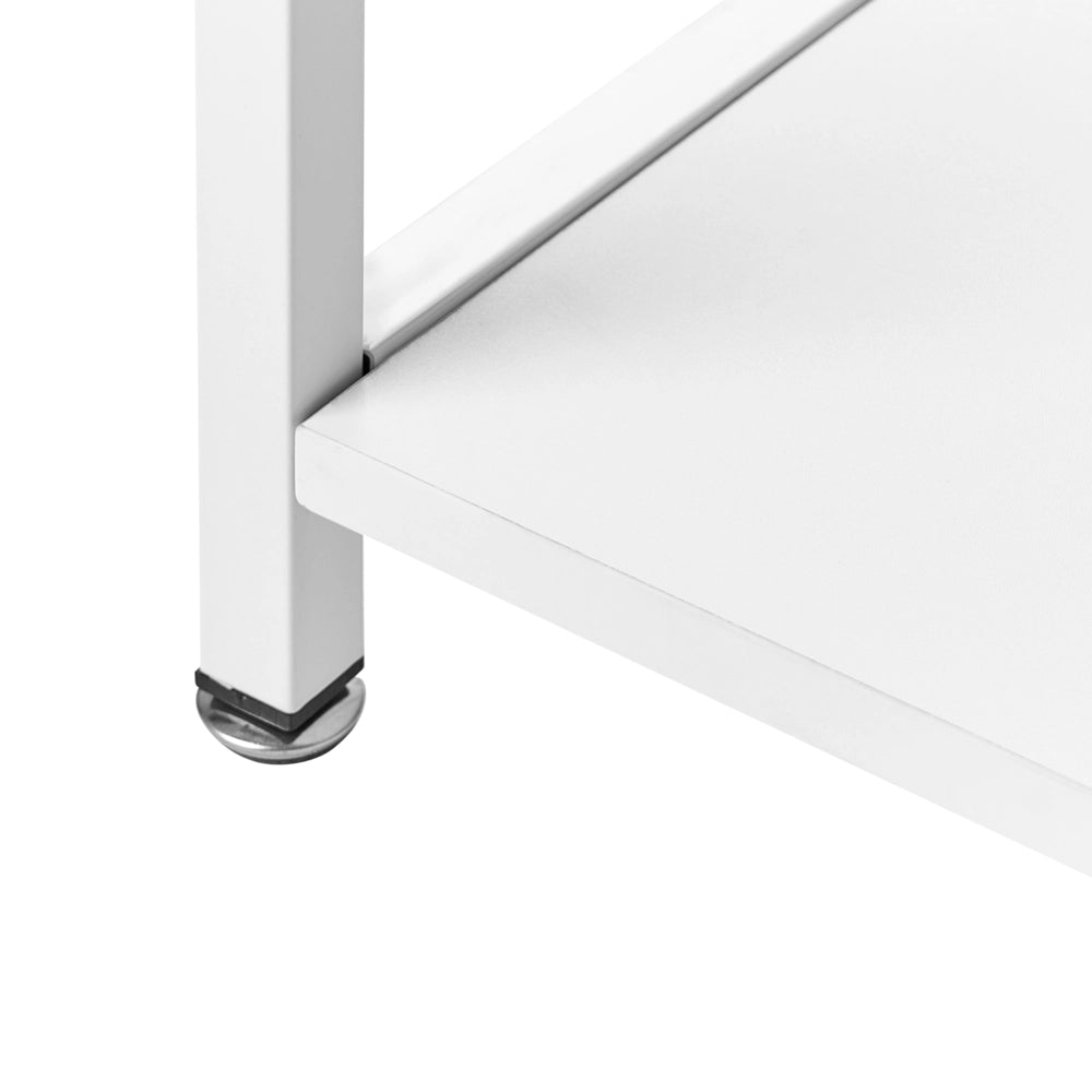 Scrivania da ufficio con piano e gambe in MDF bianco, finitura verniciata a polvere, stile scandinavo moderno