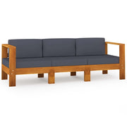Divano da giardino a 3 posti e cuscini legno massello di acacia grigio scuro 02_0013233