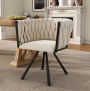 Sedia da pranzo girevole 59.06x55.25x45.72 cm in velluto; ergonomica; beige