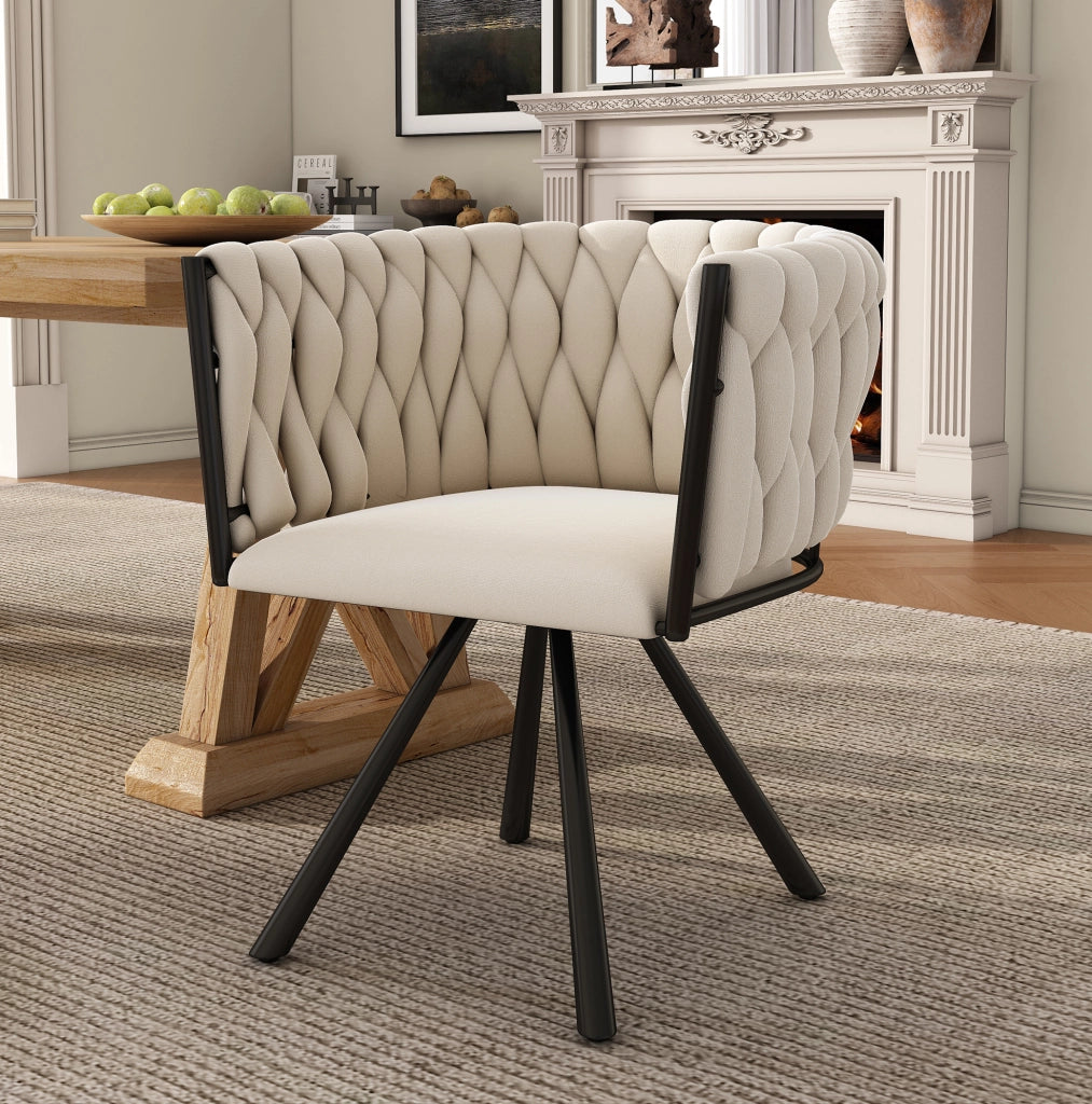 Sedia da pranzo girevole 59.06x55.25x45.72 cm in velluto; ergonomica; beige