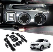 Accessori di protezione antiscivolo per Nissan Juke F15 2010-2019, set di tre mattonelle di gomma per muro di protezione, supporto per console centrale e becher, mattonelle di protezione per porta e guaina di protezione per porta.