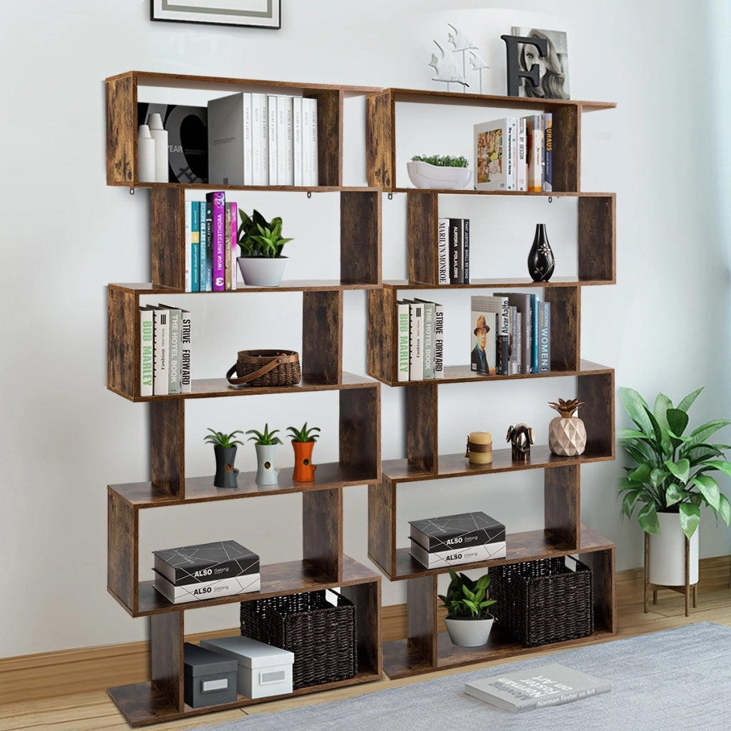 Libreria in legno multiuso con 6 scomparti a casa 80x23x192cm-Scaffale divisorio da ufficio Caff¨¨
