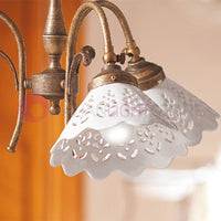 VOLTERRA Lampadario 3 Luci Ottone Ceramica Rustico Country