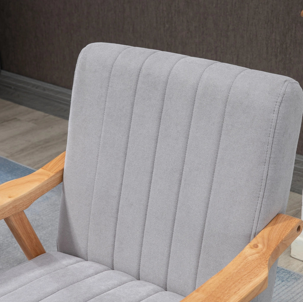 Poltrona lounge scandinava in velluto grigio chiaro