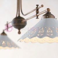VOLTERRA Lampadario Bilanciere Rustico Ottone e Ceramica