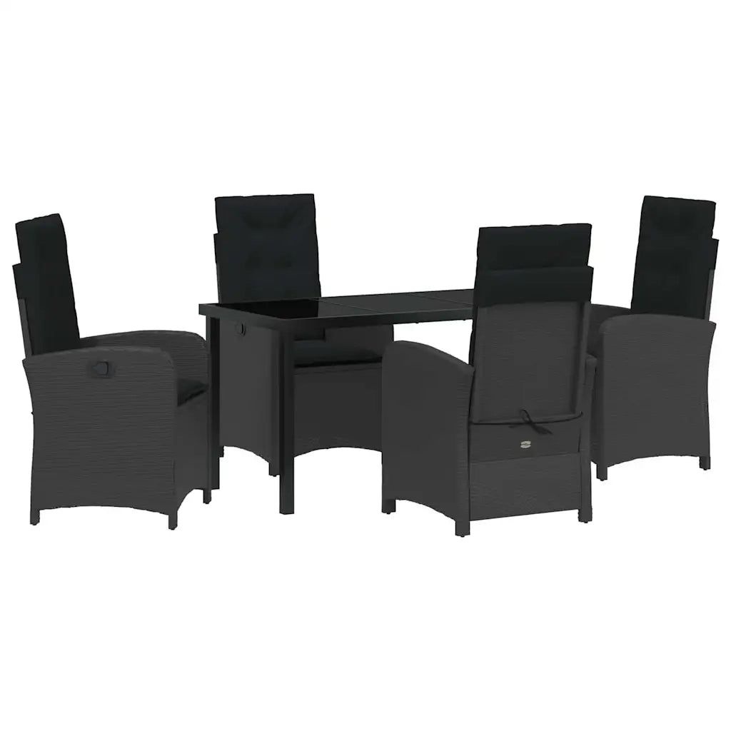Set da Pranzo per Giardino con cuscino 5 pcs Nero polyrattan 3380262