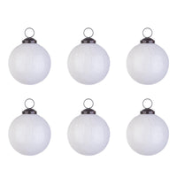 Palline di Natale in Vetro Bianco Lucido con Crepe Brill