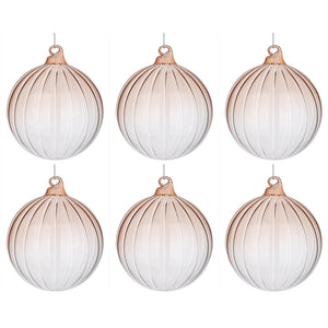 Palline di Natale in Vetro Beige Design senza Corona Nuance Diametro: 80 mm