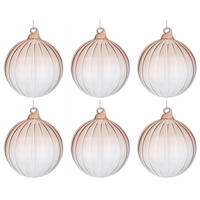 Palline di Natale in Vetro Beige Design senza Corona Nuance Diametro: 80 mm