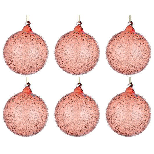 Palline di Natale in Vetro Rosse effetto Gocce Pioggia Saturno Diametro: 80 mm