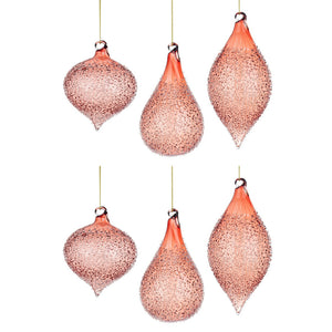 Pendagli di Natale in vetro Rosse effetto Gocce Pioggia Saturno