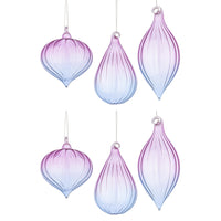 Pendagli di Natale in Vetro Viola e Blu Design Moderno Slab