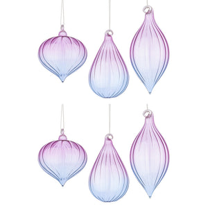 Pendagli di Natale in Vetro Viola e Blu Design Moderno Slab