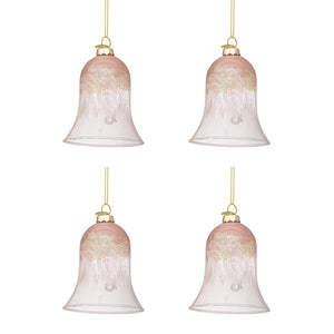 Campanella Albero di Natale in Vetro Sfumatura Rosa Bianco Elegance