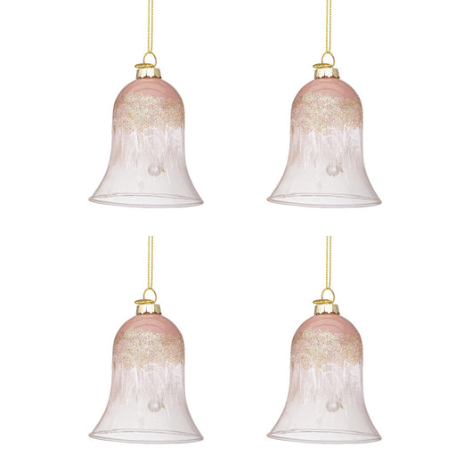 Campanella Albero di Natale in Vetro Sfumatura Rosa Bianco Elegance