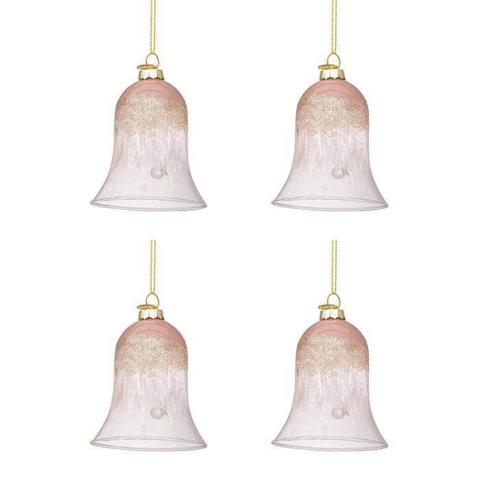 Campanella Albero di Natale in Vetro Sfumatura Rosa Bianco Elegance