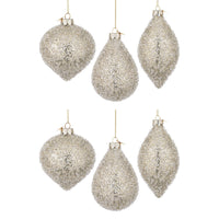 Pendagli di Natale in Vetro Oro con Strass Bianchi Symphony