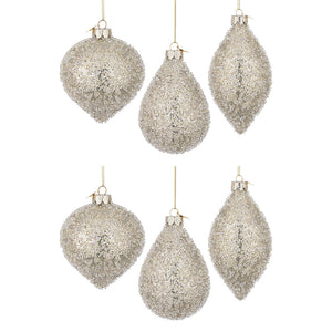 Pendagli di Natale in Vetro Oro con Strass Bianchi Symphony