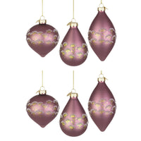 Pendagli di Natale in Vetro Malva con Decorazioni Oro Achillea