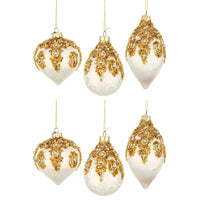 Pendagli di Natale in Vetro Bianche con Perline Oro Melissa