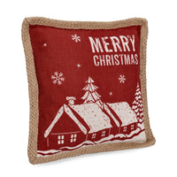 Cuscino Natalizio Rosso con Bordo Ricamato Rowan 45x45 cm