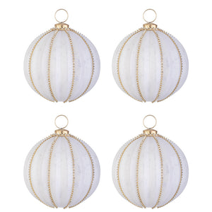 Palline di Natale in Vetro Bianco Opaco con Strass Ballsy Diametro: 100 mm