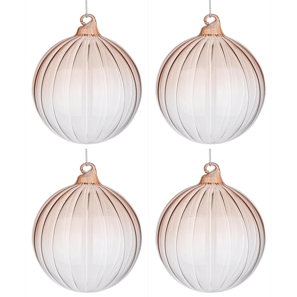 Palline di Natale in Vetro Beige Design senza Corona Nuance Diametro: 100 mm