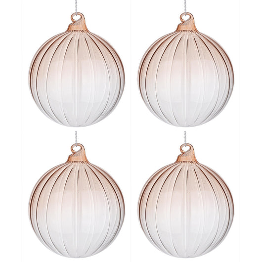 Palline di Natale in Vetro Beige Design senza Corona Nuance Diametro: 100 mm