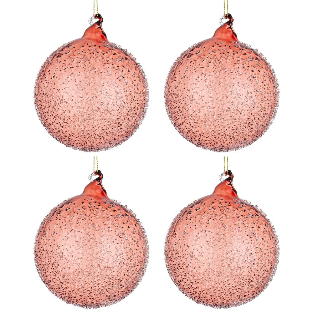 Palline di Natale in Vetro Rosse effetto Gocce Pioggia Saturno Diametro: 150 mm
