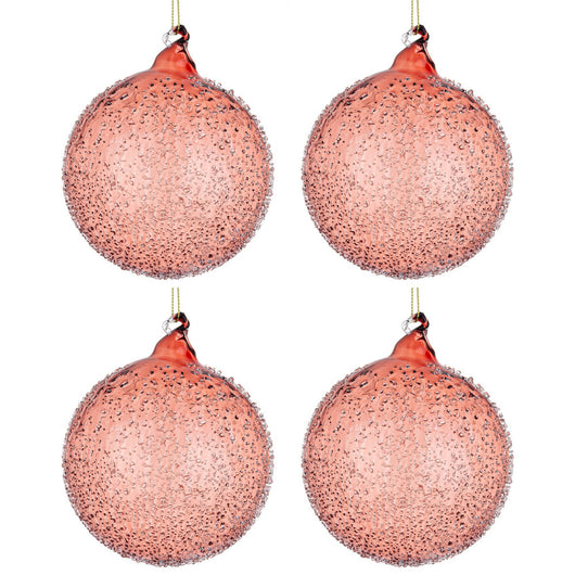 Palline di Natale in Vetro Rosse effetto Gocce Pioggia Saturno Diametro: 150 mm