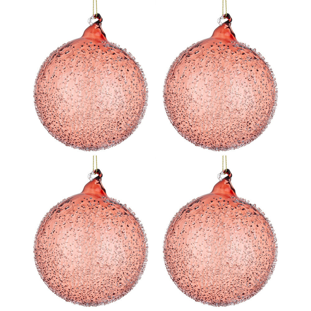Palline di Natale in Vetro Rosse effetto Gocce Pioggia Saturno Diametro: 100 mm