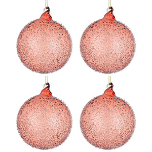 Palline di Natale in Vetro Rosse effetto Gocce Pioggia Saturno Diametro: 100 mm