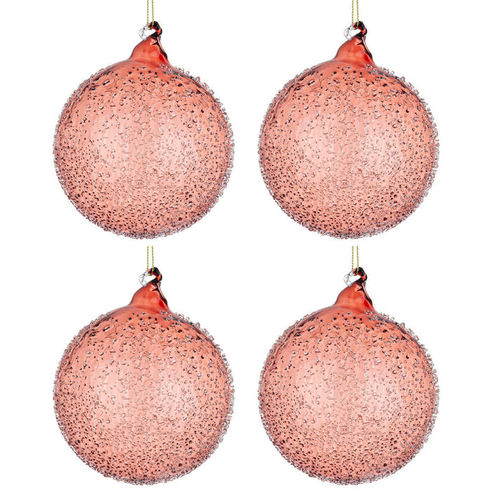 Palline di Natale in Vetro Rosse effetto Gocce Pioggia Saturno Diametro: 100 mm