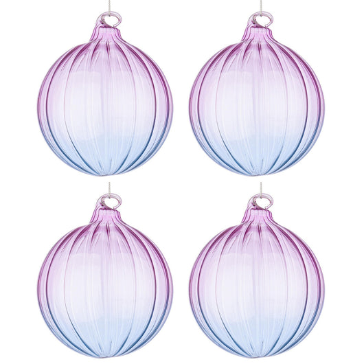 Palline di Natale in Vetro Viola e Blu Design Moderno Slab Diametro: 100 mm