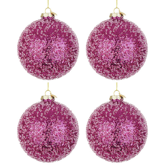 Palline di Natale in Vetro Fucsia con Diamanti Symphony Diametro: 100 mm