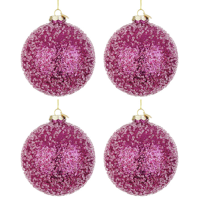 Palline di Natale in Vetro Fucsia con Diamanti Symphony Diametro: 100 mm