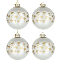 Palline di Natale in Vetro Bianche con Decorazioni Oro Achillea Diametro: 100 mm